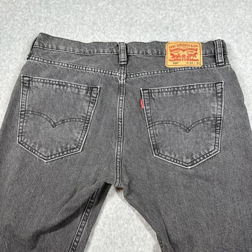 Levis 514 Jeans Men's Straight Leg Black Stretch Denim Casual 5-Pocket‎ 34x32